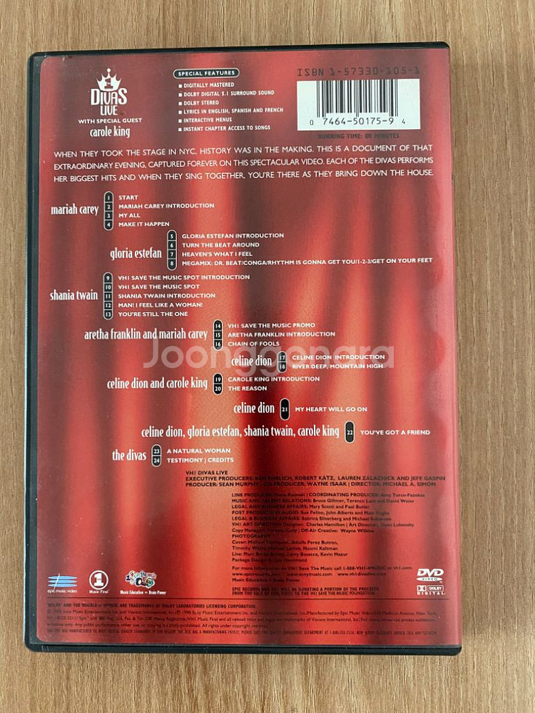DVD 팝송 Divas Live 1disk--1