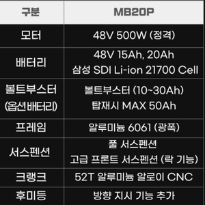 볼트몬스터VT700 MB20P 20Ah 배달 전기자전거