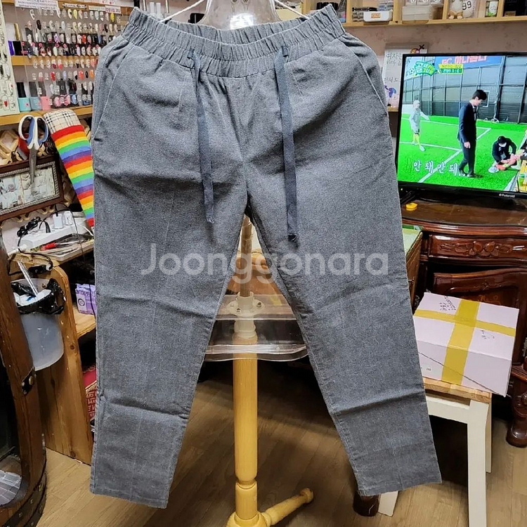 550 ) 면 스판짱짱 교복느낌 캐쥬얼 밴딩끈바지 새것--0