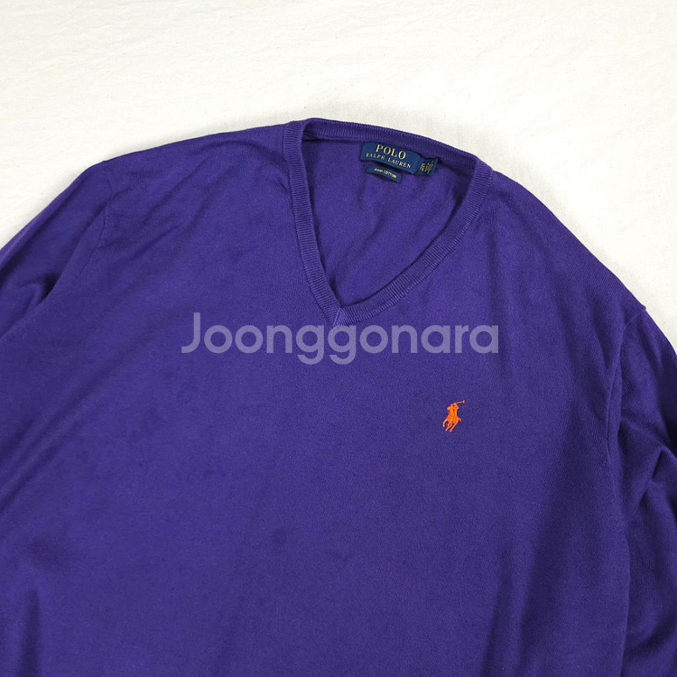 폴로 니트 브이넥 퍼플 오렌지 포니 (XL-2XL)--1