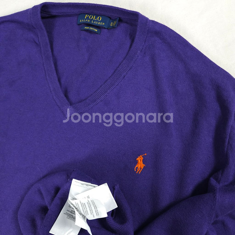 폴로 니트 브이넥 퍼플 오렌지 포니 (XL-2XL)--6