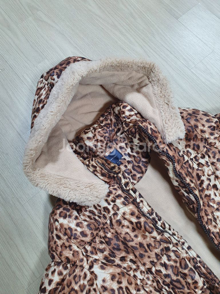 트윈키즈 호피무늬 롱패딩 145 솜점퍼 자켓 양털--1