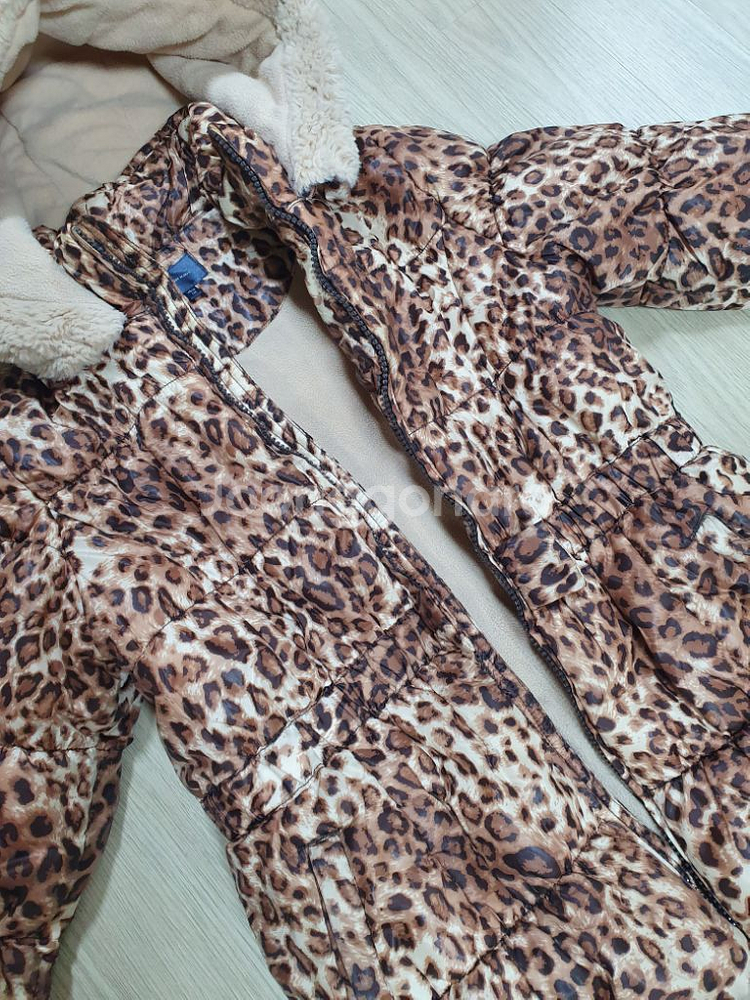 트윈키즈 호피무늬 롱패딩 145 솜점퍼 자켓 양털--2