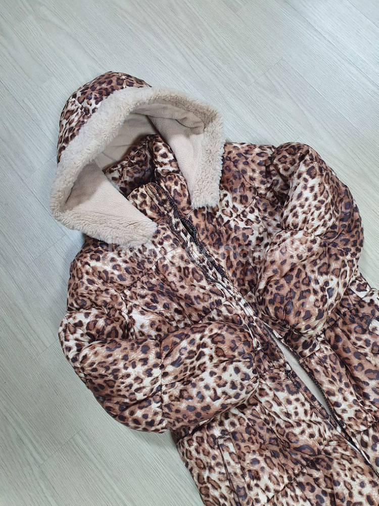 트윈키즈 호피무늬 롱패딩 145 솜점퍼 자켓 양털--5