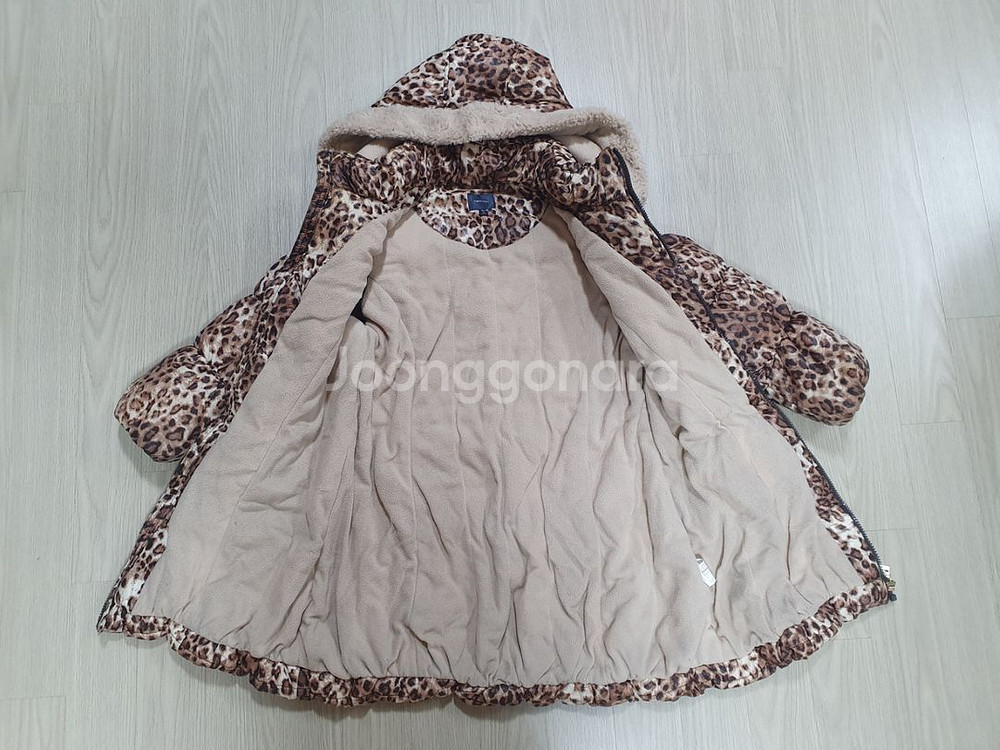 트윈키즈 호피무늬 롱패딩 145 솜점퍼 자켓 양털--6