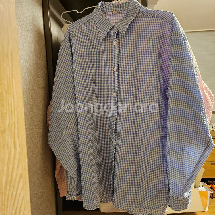 프롬비기닝 시어서커 깅엄체크셔츠 스카이--1