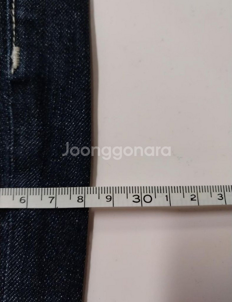 30)켈빈클라인 가죽패치 진청 스판 일자청바지--8