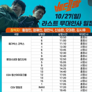 통로옆옆 정가양도 베테랑2 영등포cgv 10/27