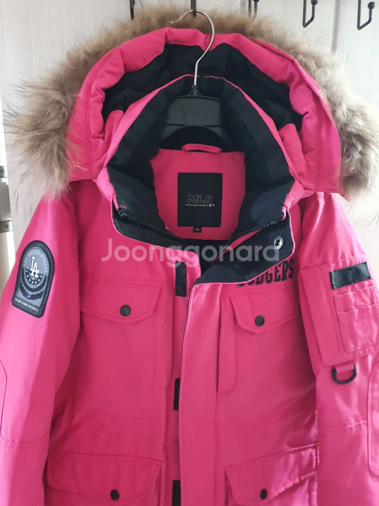 MLB 라쿤털 덕다운 점퍼 85 핑크 오리털 패딩 자켓--1