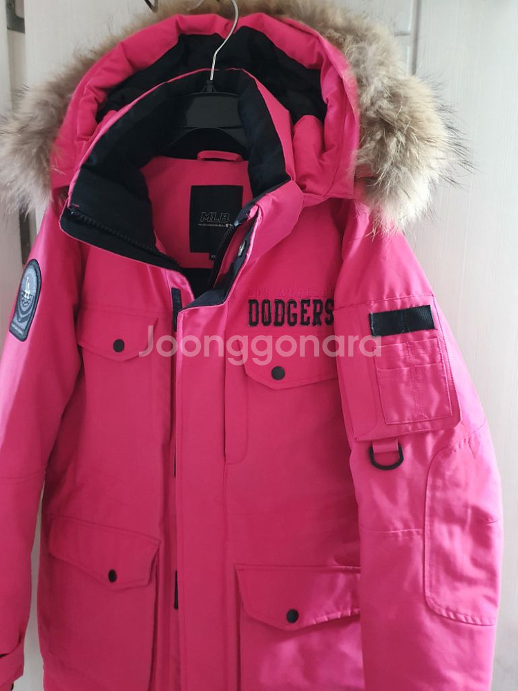 MLB 라쿤털 덕다운 점퍼 85 핑크 오리털 패딩 자켓--4