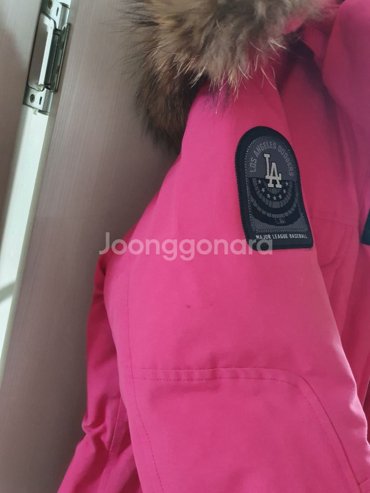 MLB 라쿤털 덕다운 점퍼 85 핑크 오리털 패딩 자켓--7