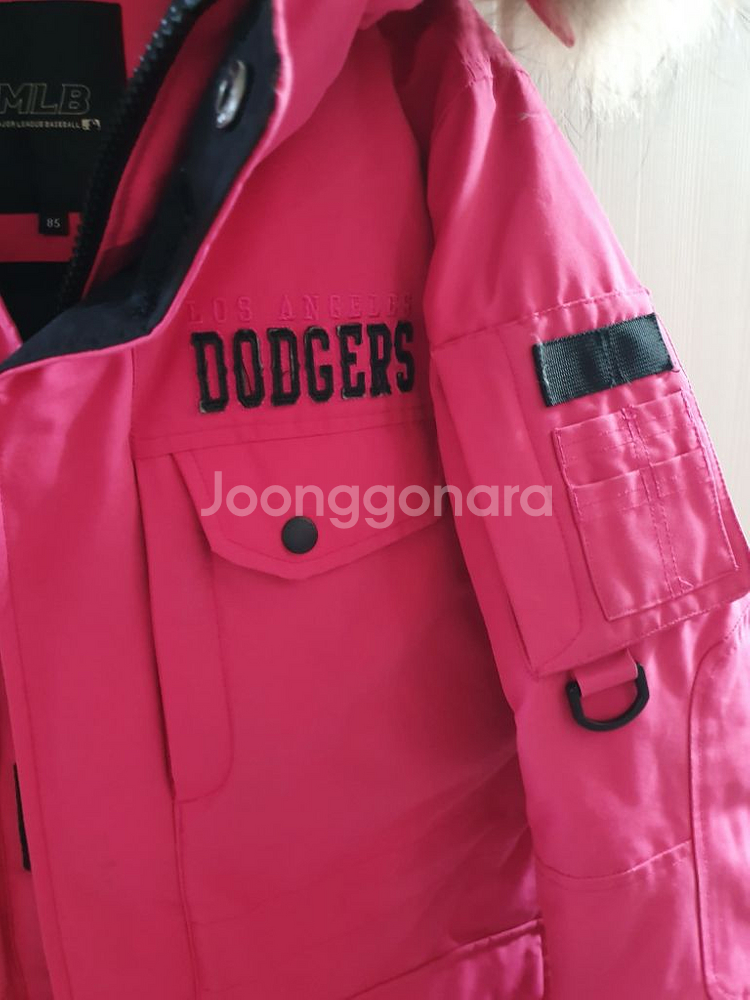 MLB 라쿤털 덕다운 점퍼 85 핑크 오리털 패딩 자켓--5