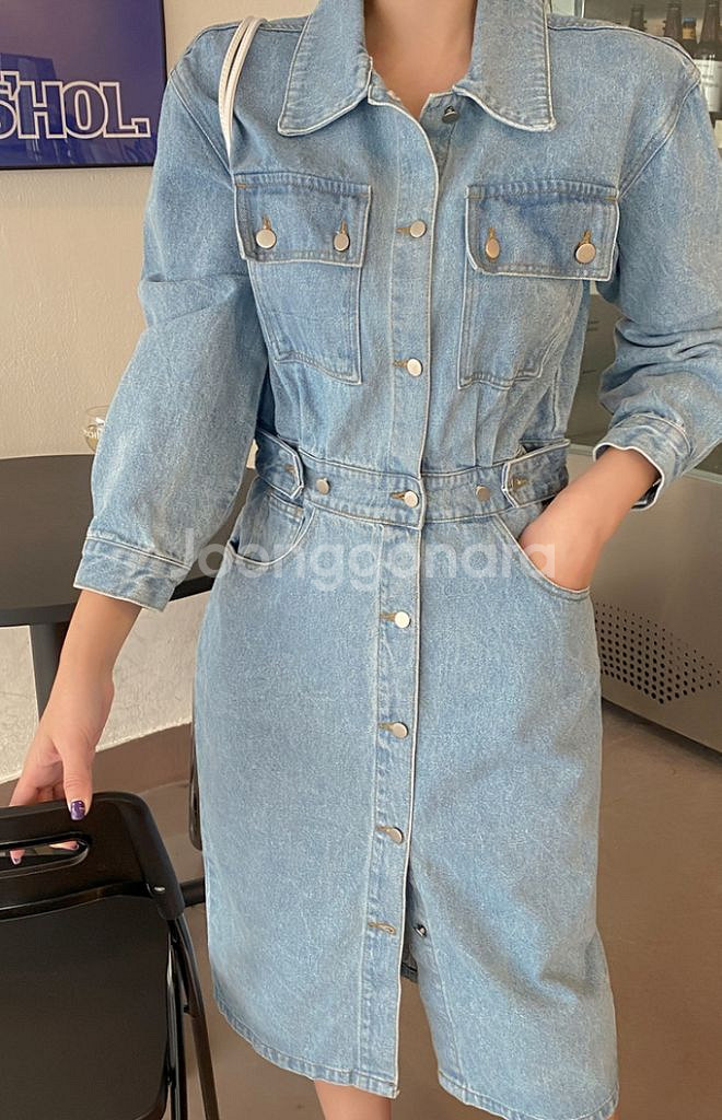(새상품) 4만 9천 카라 롱 데님 원피스/청 롱원피스--4