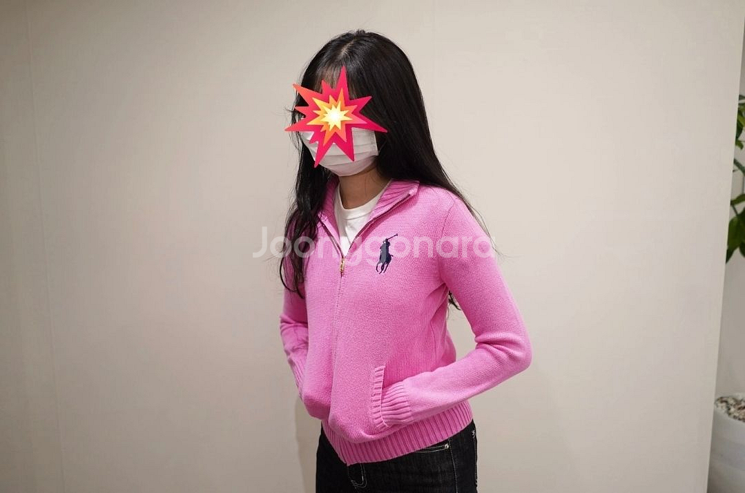 폴로 핑크 니트집업--1