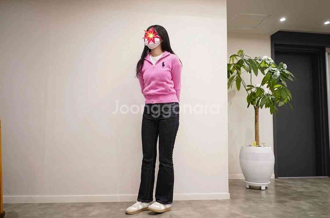 폴로 핑크 니트집업--7