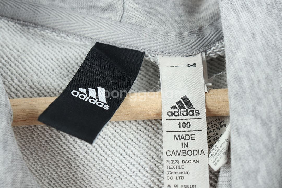 (L) 아디다스 후드티셔츠 그레이 빅 로고 한정판--4