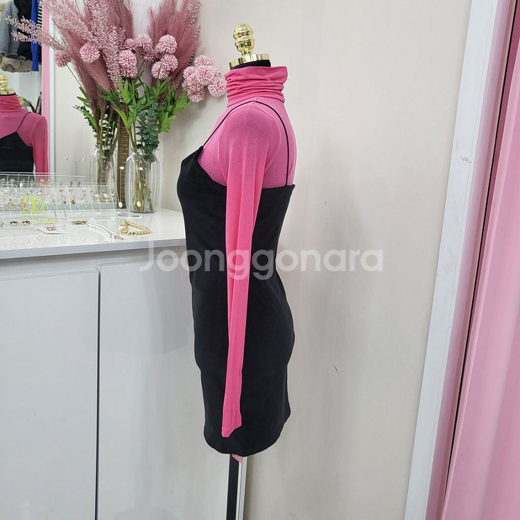 뷔스티에 레이어드 미니 원피스ㅡ무배--3