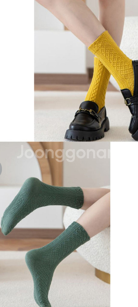 여성 패션 컬러 롱 꽈배기 양말 2종 230~260--1