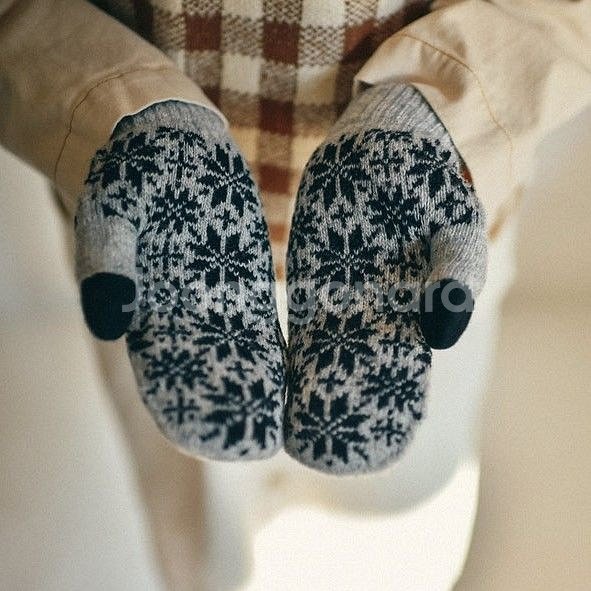 [새제품] 스마트 눈꽃 울 벙어리 장갑--3