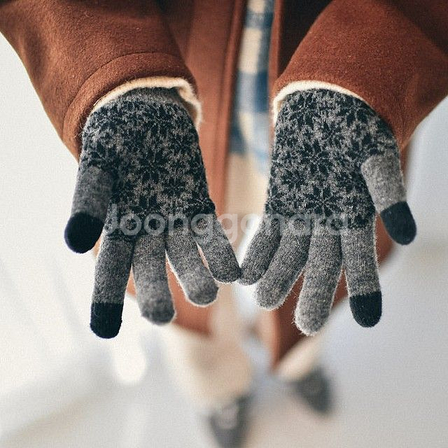 [새제품] 스마트 눈꽃 울 벙어리 장갑--7