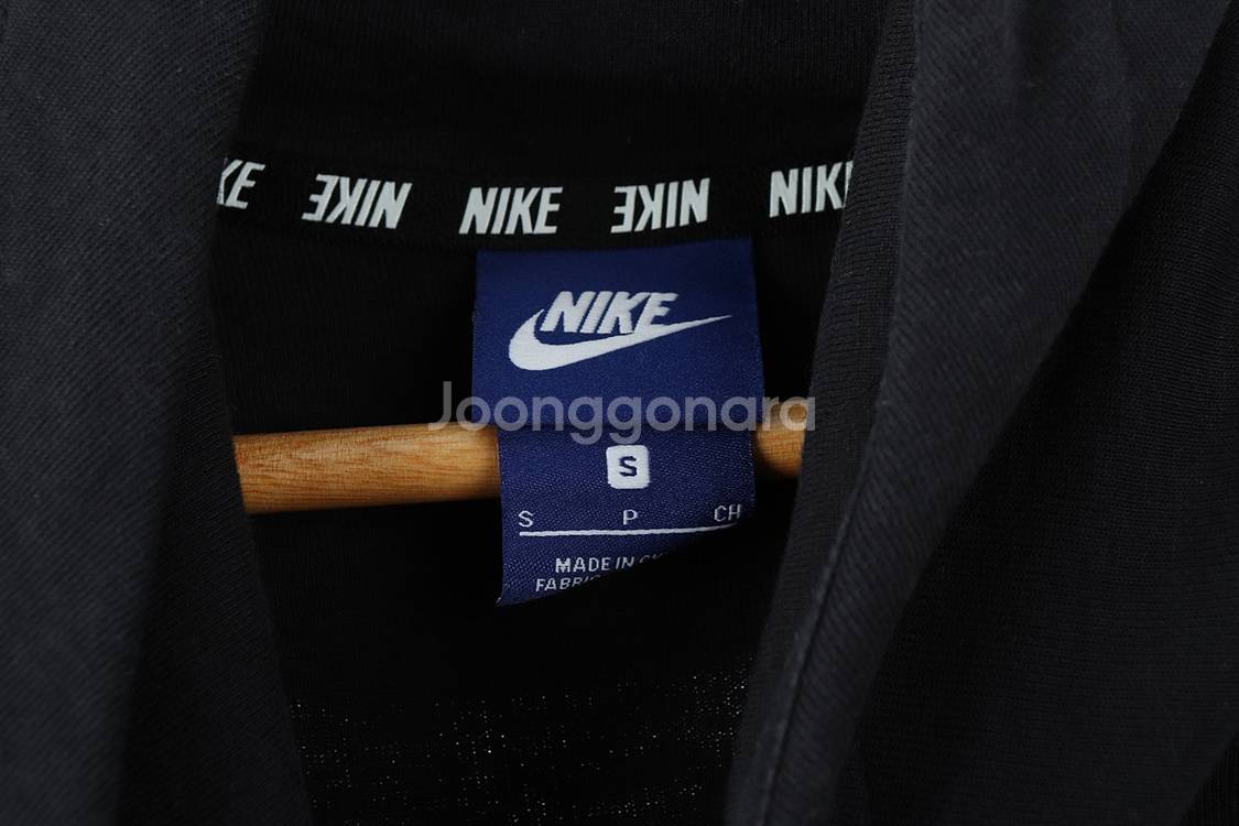 W(S) 나이키 후드집업 블랙 면 올드스쿨 슬림핏--4