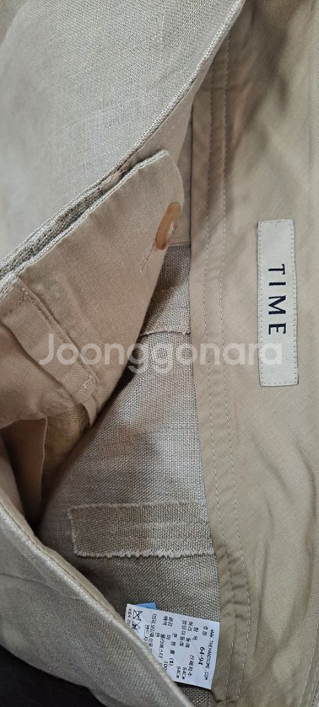 한섬 타임 린넨 투턱 와이드팬츠--3