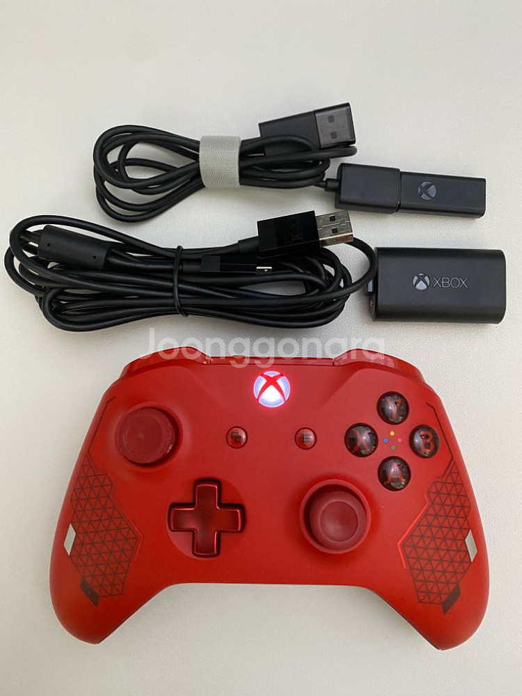 (s급) xbox엑박패드(스포츠레드)+리시버+배터리--0