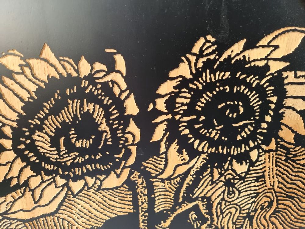 블랙 목판 조각 해바라기 인테리어 벽장식 그림액자--4