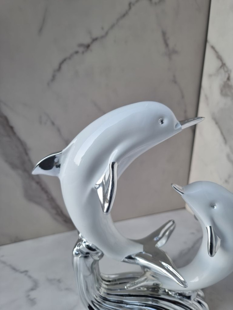 실버도금 돌고래 인테리어 장식소품--2
