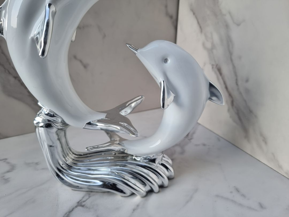 실버도금 돌고래 인테리어 장식소품--3