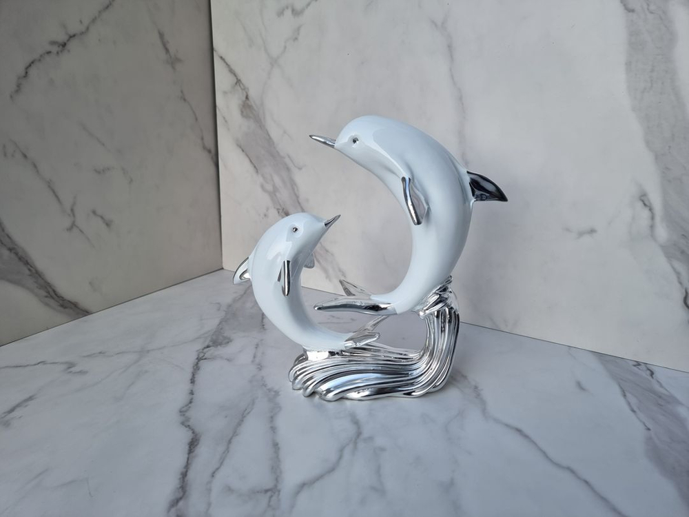 실버도금 돌고래 인테리어 장식소품--5