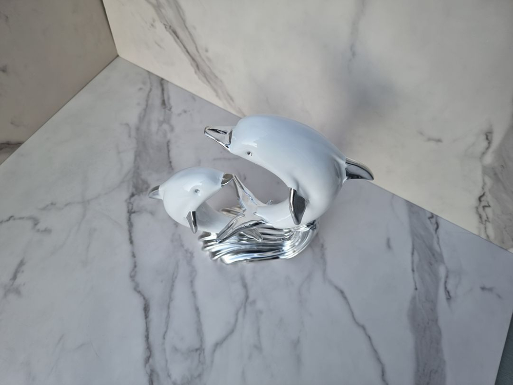 실버도금 돌고래 인테리어 장식소품--6