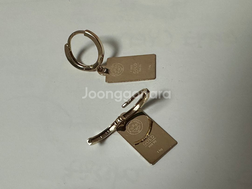 14k 골드바 펜던트 + 원터치 링 귀걸이--1
