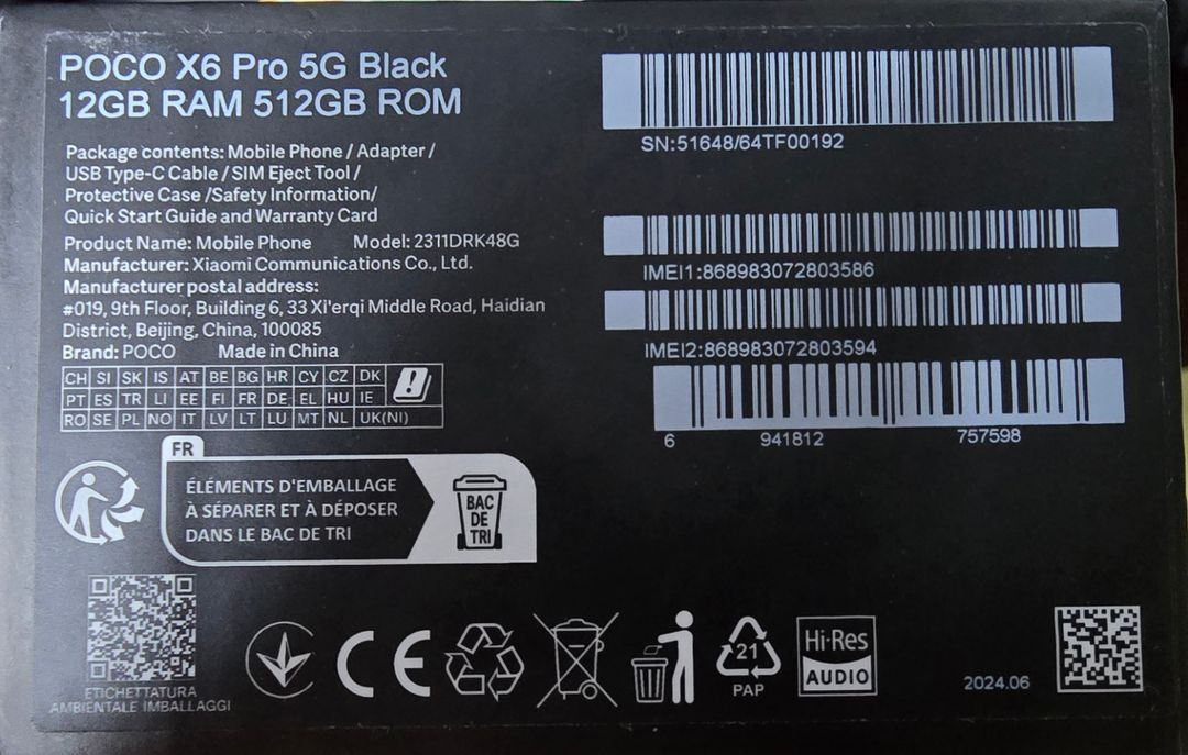 포코x6 pro (블랙) 12g/512g 판매합니다--1