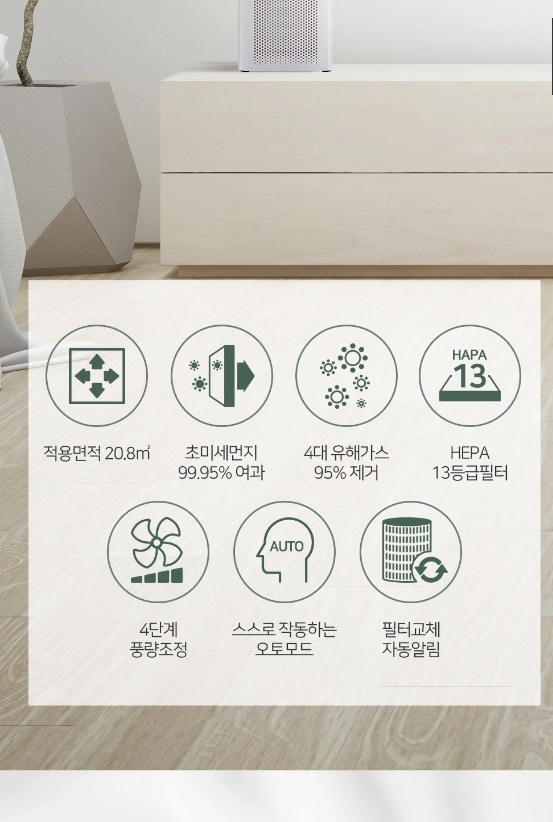 디디오랩 소형 공기청정기 DAP-J30SW 이미지