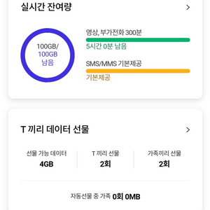 SKT 데이터 2GB 팝니다