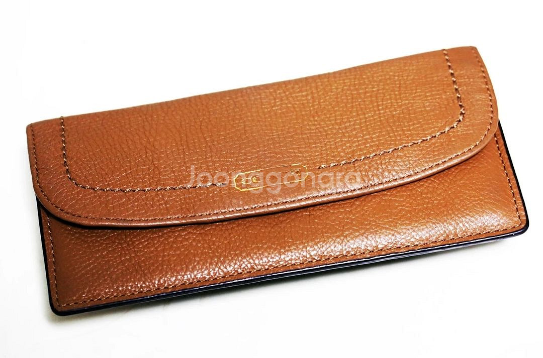 코치 COACH 남녀공용 부드러운 가죽 브라운 장지갑--1