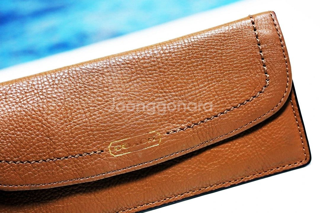 코치 COACH 남녀공용 부드러운 가죽 브라운 장지갑--2