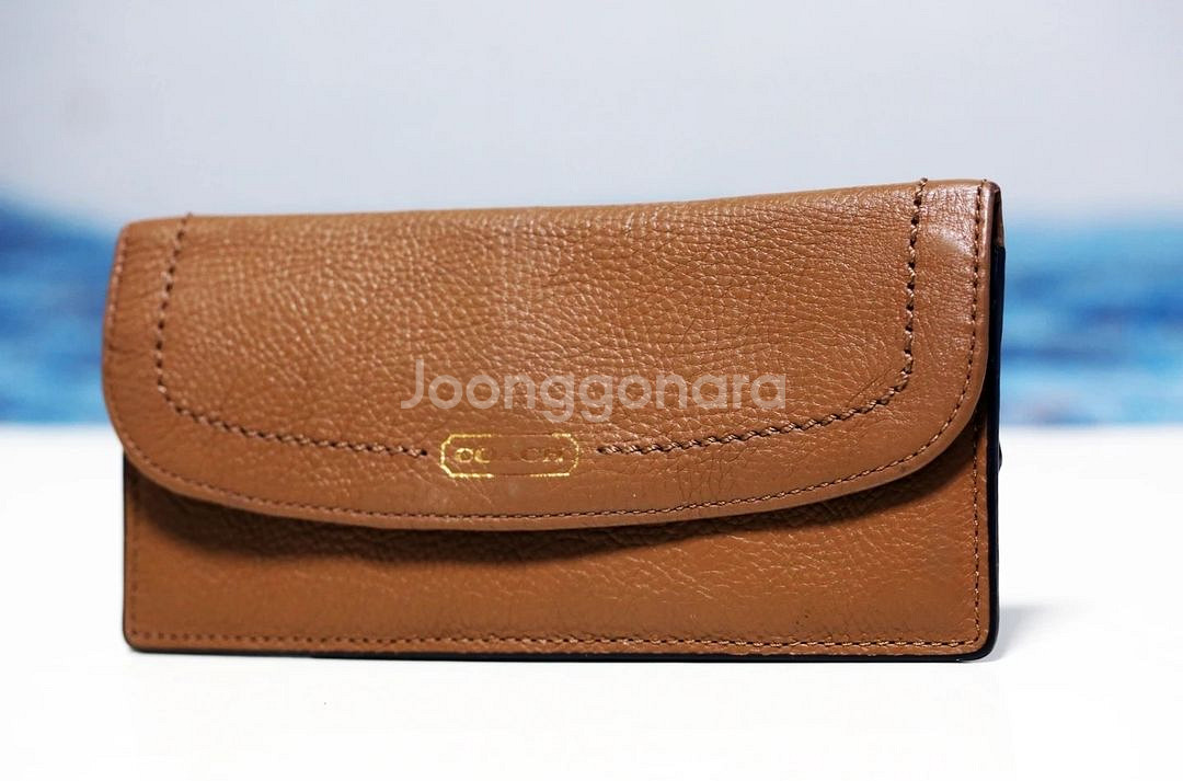 코치 COACH 남녀공용 부드러운 가죽 브라운 장지갑--3