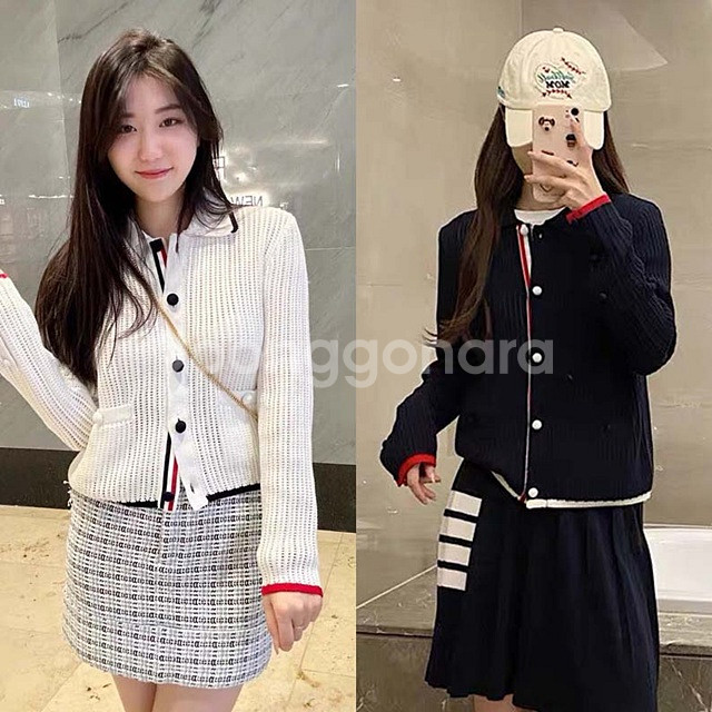 톰브라운 카라넥 여성 니트 가디건 2칼라--1