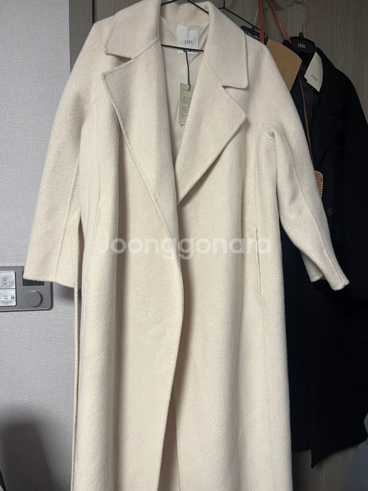 쥬크 세미 오버핏 폭스 혼방 롱코트 66--2