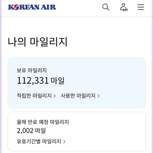 대한항공 마일리지 11만점