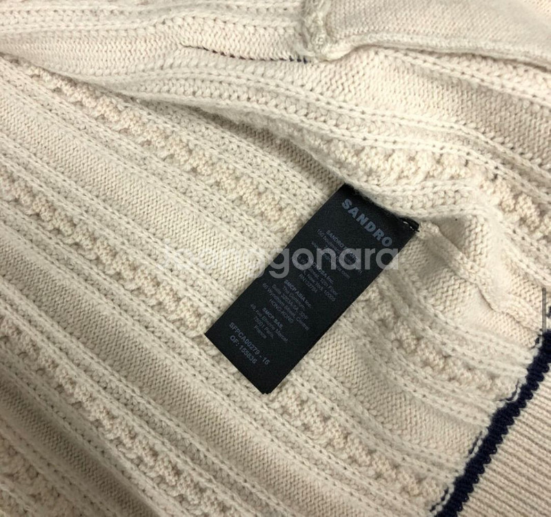 산드로 배색 골드체인 가디건 베이지--2