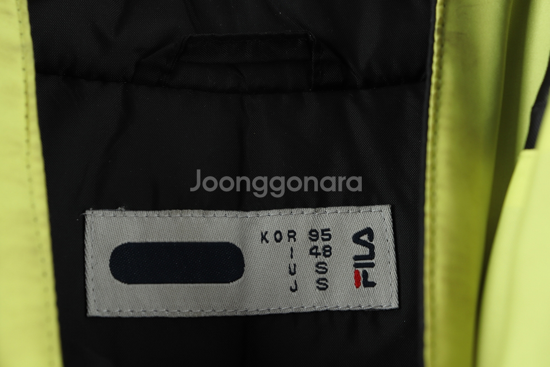 (M) 휠라 패딩 점퍼자켓 컬러믹스 경량 올드스쿨--4
