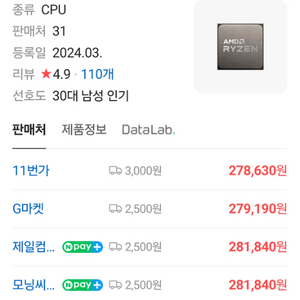 분당 AMD 라이젠 5700X3d CPU 미개봉 새제품