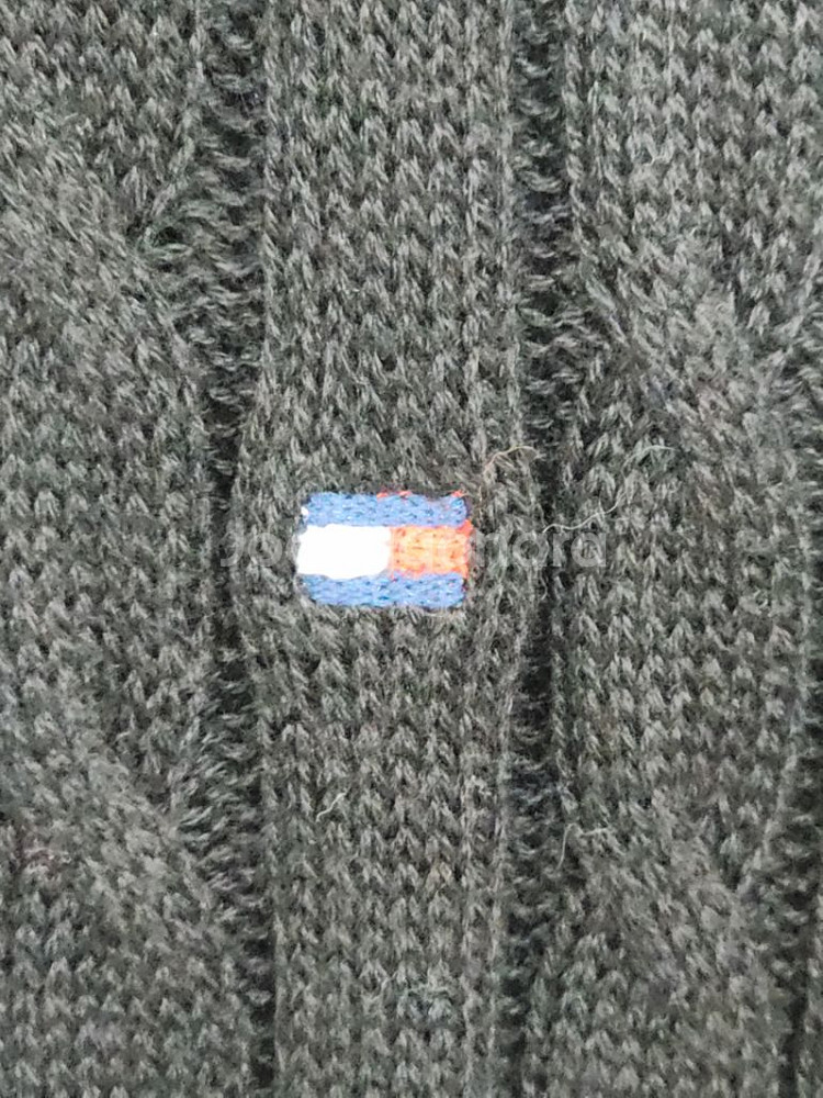 (XL) 타미힐피거 꽈배기 롱니트 블랙 케이블 스웨터--3