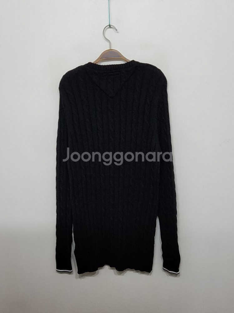 (XL) 타미힐피거 꽈배기 롱니트 블랙 케이블 스웨터--5
