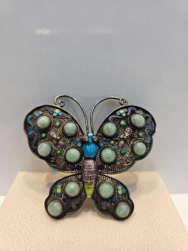 칠보와 옥 나비 브로치 이미지