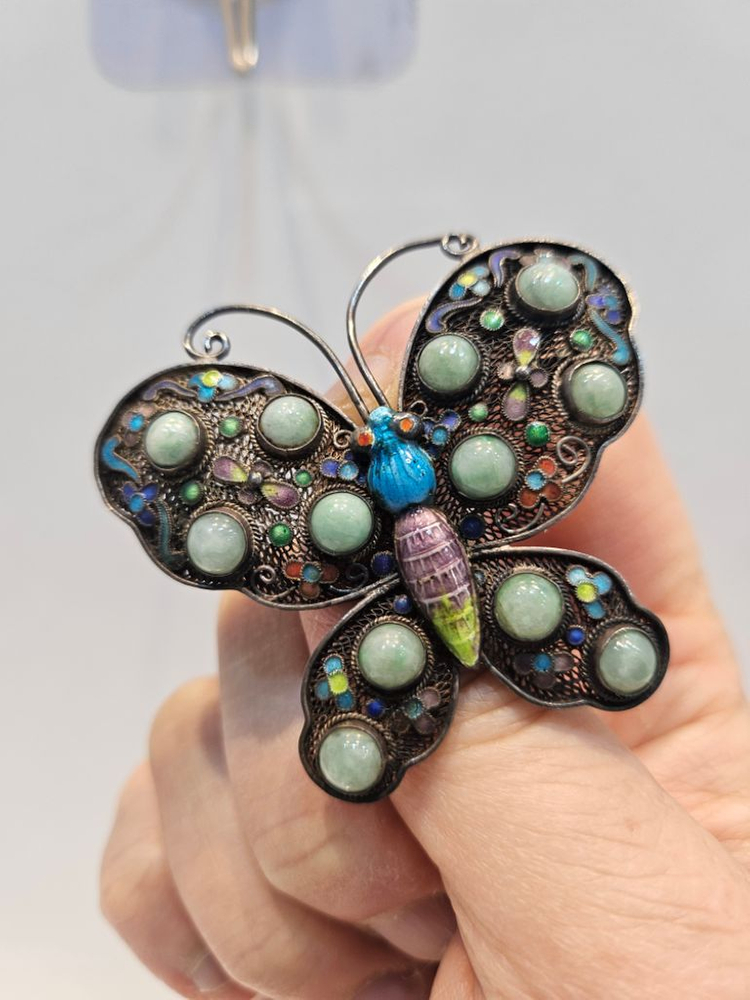 칠보와 옥 나비 브로치 이미지