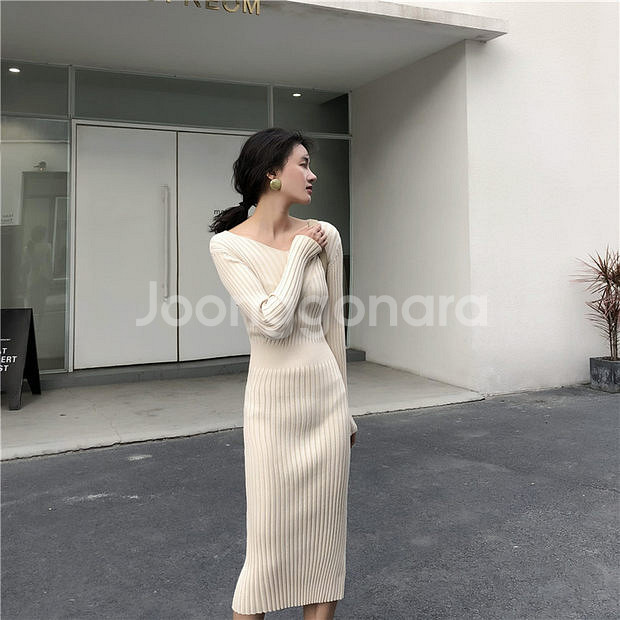 (새옷) 44-55 가을 겨울 골지 도톰 니트 롱원피스--7